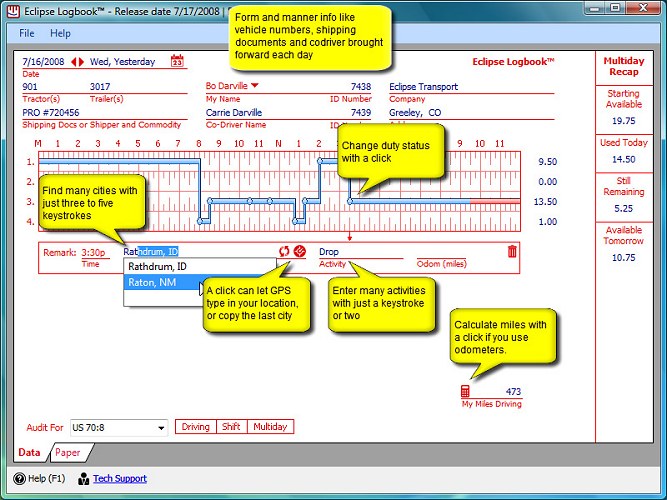 Truck and bus driver easy daily log software picture