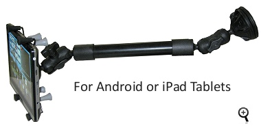 iPad and Android tablet and cell phone mounts for truck dash and windshield