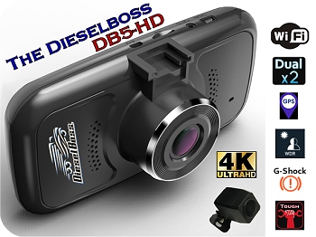 DieselBoss DB5-HD dual truck dash is the best windshield cam for truckers