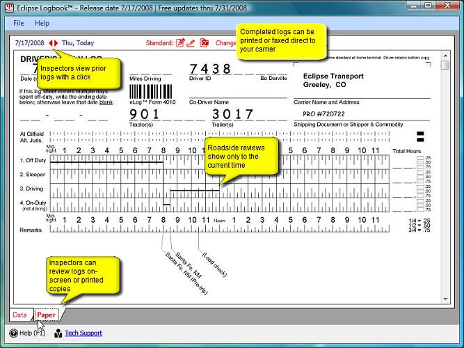 Print or fax your driver daily log page