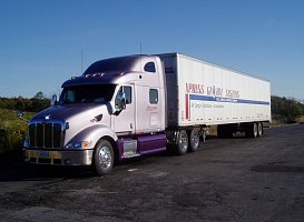 purple semi truck
