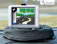 Bean-bag style Bracketron GPS pad mounting bracket for truckers and RVers