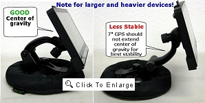GPS mount for 7" large devices on dash