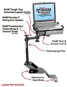 Truck computer laptop desk with Toshiba laptop