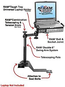 Truck computer laptop desk with Toshiba laptop