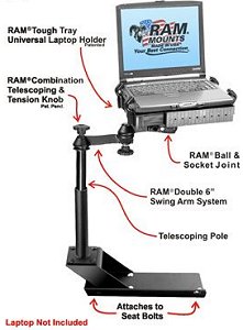 Truck computer laptop desk with Toshiba laptop for Chevy and GMC