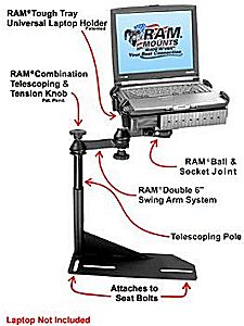 Truck computer laptop desk with Toshiba laptop