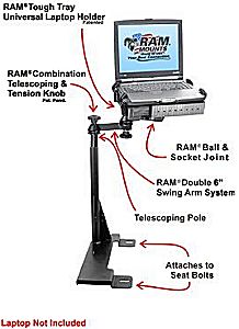 Truck computer laptop desk with Toshiba laptop