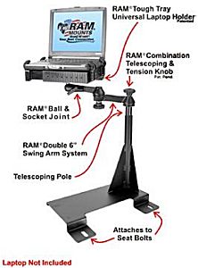 Truck computer laptop desk with Toshiba laptop