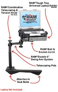 Vehicle laptop computer mount for Dodge and Chrysler