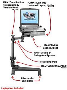 Truck computer laptop desk with Toshiba laptop