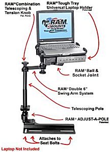 Truck computer laptop desk with Toshiba laptop