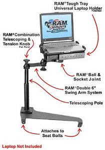 Truck computer laptop desk with Toshiba laptop