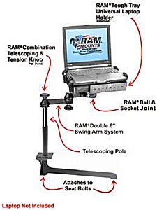 Truck computer laptop desk with Toshiba laptop