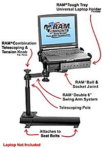 Truck computer laptop desk with Toshiba laptop