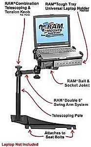 Truck computer laptop desk with Toshiba laptop